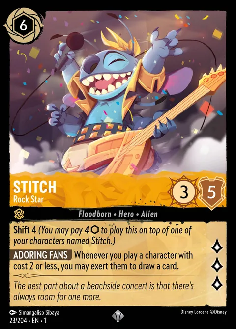 Stitch - Rock Star #023 The First Chapter Disney Lorcana card (Near Mint)