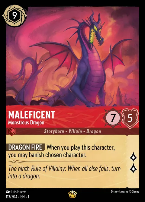 Maleficent - Monstrous Dragon #113 The First Chapter Disney Lorcana card (Near Mint)