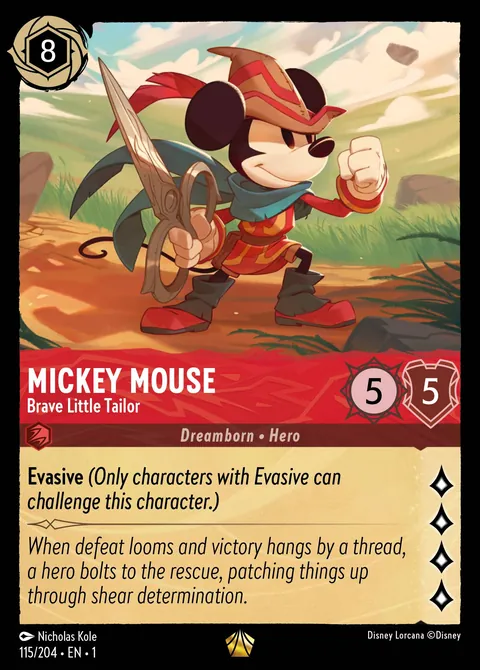 Mickey Mouse - Brave Little Tailor #115 The First Chapter Disney Lorcana card (Near Mint)
