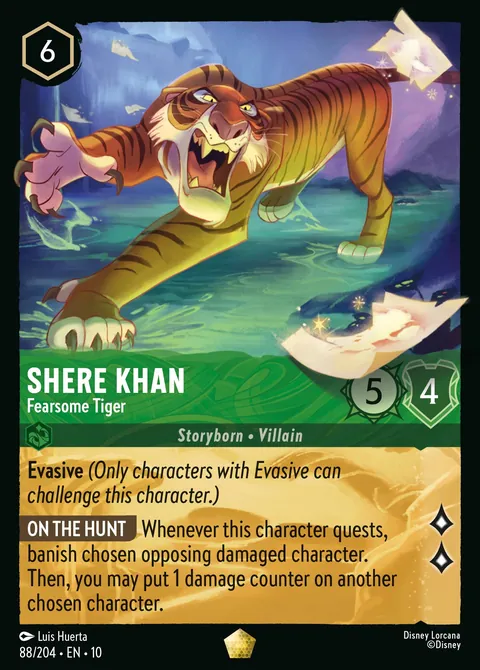 Shere Khan - Fearsome Tiger #088 Whispers in the Well Disney Lorcana card (Near Mint)