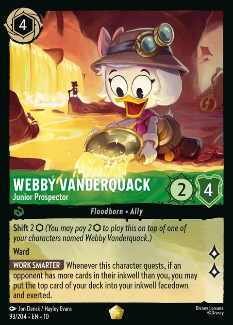 Webby Vanderquack - Junior Prospector #093 Whispers in the Well Disney Lorcana card (Near Mint)