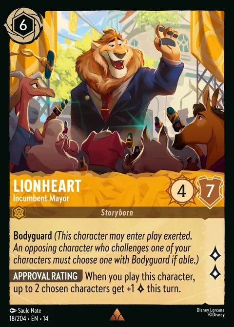 Lionheart - Incumbent Mayor #018 Hyperia City Disney Lorcana card (Near Mint)