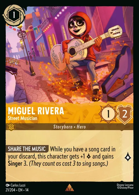 Miguel Rivera - Street Musician #021 Hyperia City Disney Lorcana card (Near Mint)