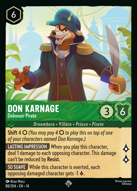 Don Karnage - Debonair Pirate #088 Hyperia City Disney Lorcana card (Near Mint)