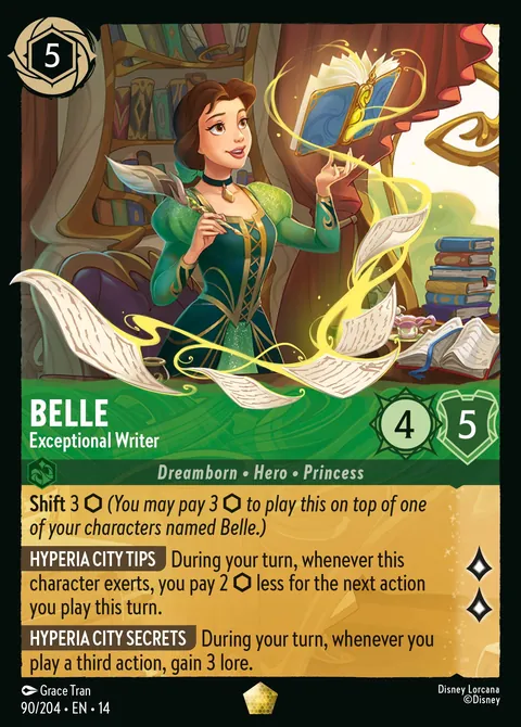 Belle - Exceptional Writer #090 Hyperia City Disney Lorcana card (Near Mint)