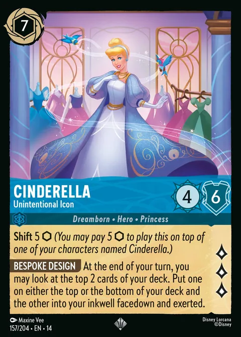 Cinderella - Unintentional Icon #157 Hyperia City Disney Lorcana card (Near Mint)