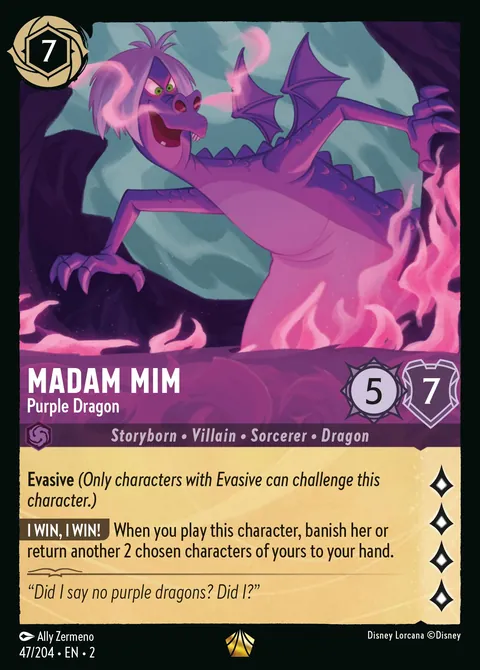 Madam Mim - Purple Dragon #047 Rise of the Floodborn Disney Lorcana card (Near Mint)