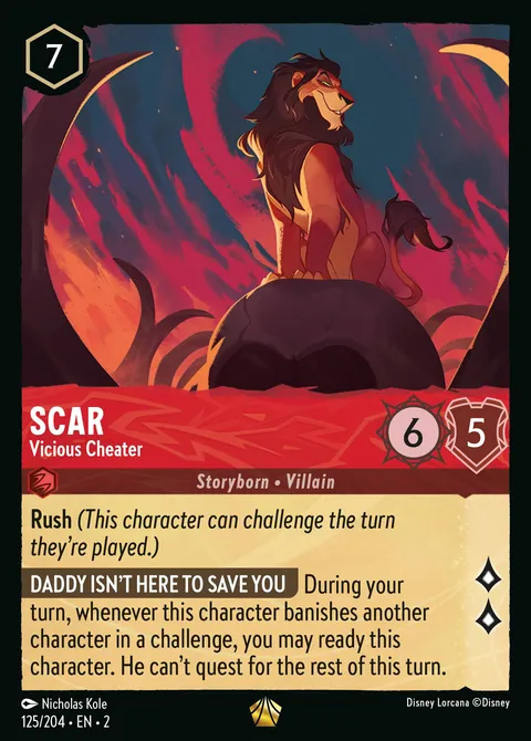 Scar - Vicious Cheater #125 Rise of the Floodborn Disney Lorcana card (Near Mint)