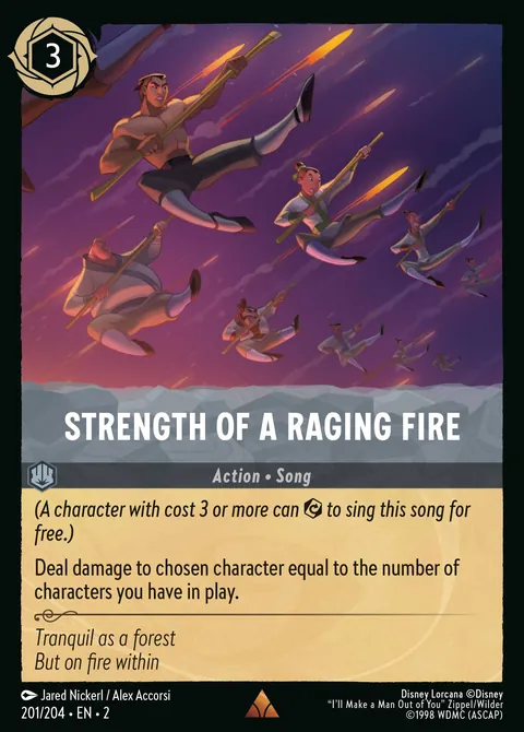 Strength of a Raging Fire #201 Rise of the Floodborn Disney Lorcana card (Near Mint)