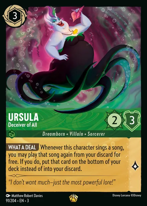 Ursula - Deceiver of All #091 Into the Inklands Disney Lorcana card (Near Mint)