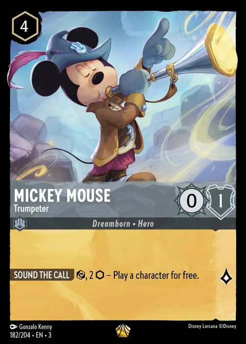 Mickey Mouse - Trumpeter #182 Into the Inklands Disney Lorcana card (Near Mint)