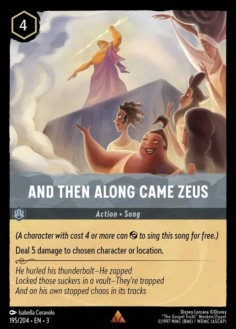 And Then Along Came Zeus #195 Into the Inklands Disney Lorcana card (Near Mint)