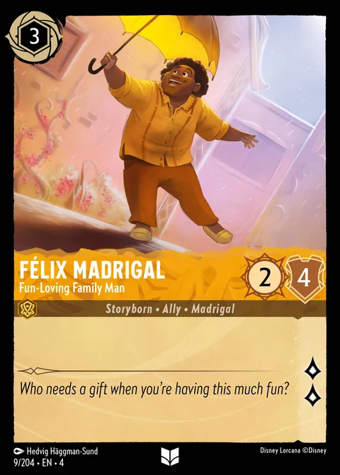 Félix Madrigal - Fun-Loving Family Man #009 Ursula's Return Disney Lorcana card (Near Mint)