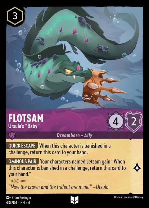 Flotsam - Ursula's "Baby" #043 Ursula's Return Disney Lorcana card (Near Mint)