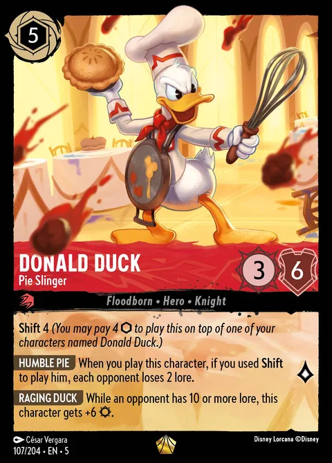 Donald Duck - Pie Slinger #107 Shimmering Skies Disney Lorcana card (Near Mint)