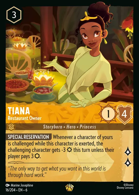 Tiana - Restaurant Owner #016 Azurite Sea Disney Lorcana card (Near Mint)