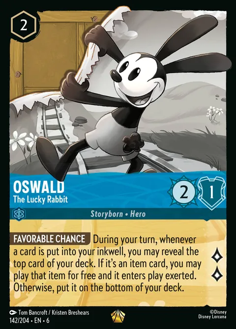 Oswald - The Lucky Rabbit #142 Azurite Sea Disney Lorcana card (Near Mint)