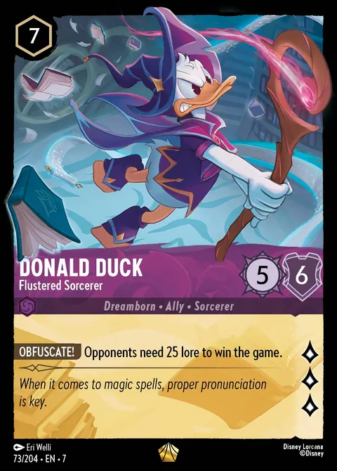 Donald Duck - Flustered Sorcerer #073 Archazia’s Island Disney Lorcana card (Near Mint)