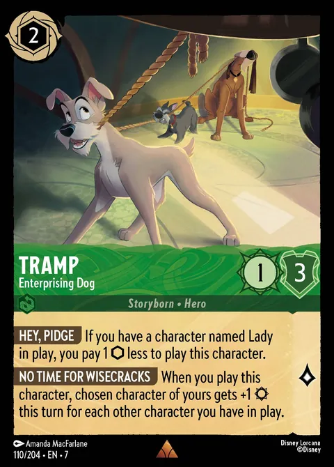 Tramp - Enterprising Dog #110 Archazia’s Island Disney Lorcana card (Near Mint)