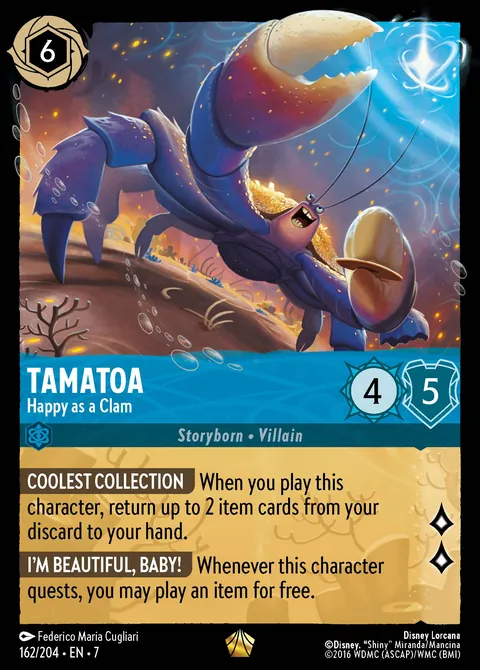 Tamatoa - Happy as a Clam #162 Archazia’s Island Disney Lorcana card (Near Mint)