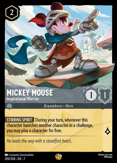 Mickey Mouse - Inspirational Warrior #200 Archazia’s Island Disney Lorcana card (Near Mint)