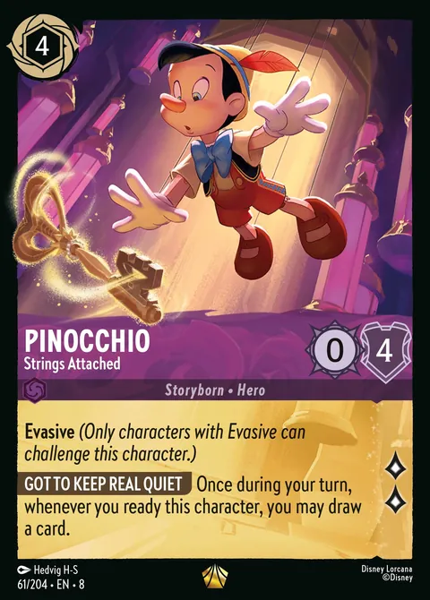 Pinocchio - Strings Attached #061 Reign of Jafar Disney Lorcana card (Near Mint)