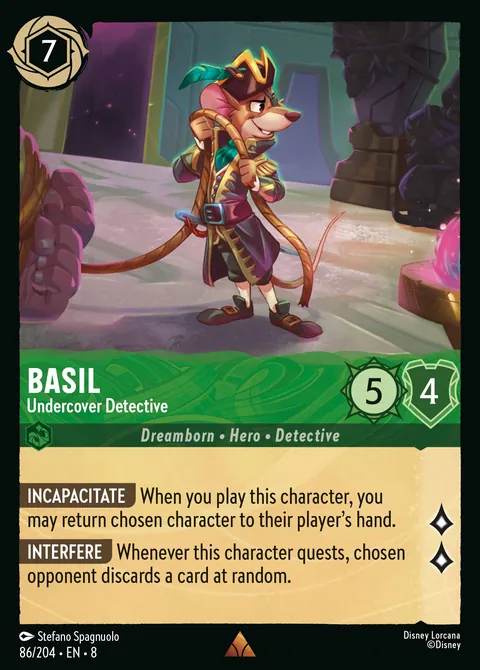 Basil - Undercover Detective #086 Reign of Jafar Disney Lorcana card (Near Mint)