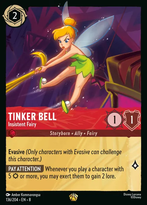 Tinker Bell - Insistent Fairy #136 Reign of Jafar Disney Lorcana card (Near Mint)