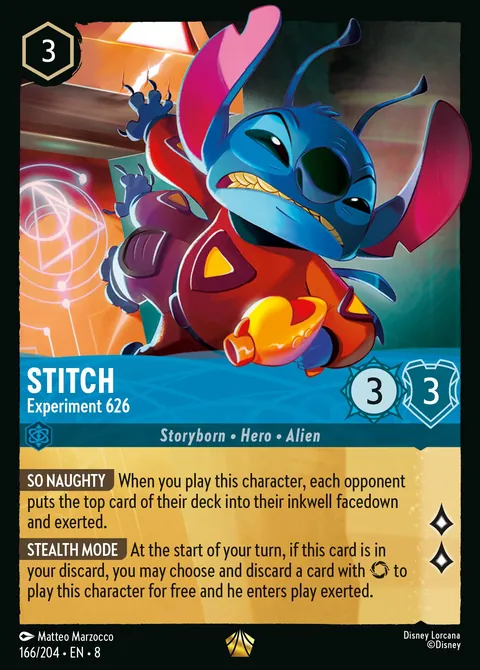 Stitch - Experiment 626 #166 Reign of Jafar Disney Lorcana card (Near Mint)