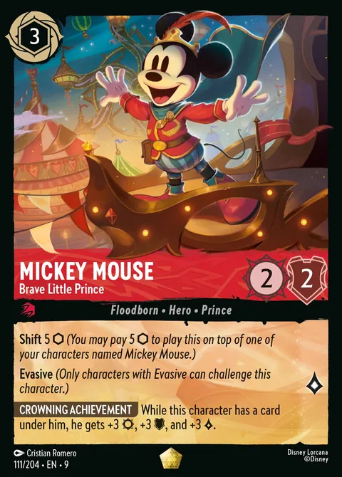 Mickey Mouse - Brave Little Prince #111 Fabled Disney Lorcana card (Near Mint)