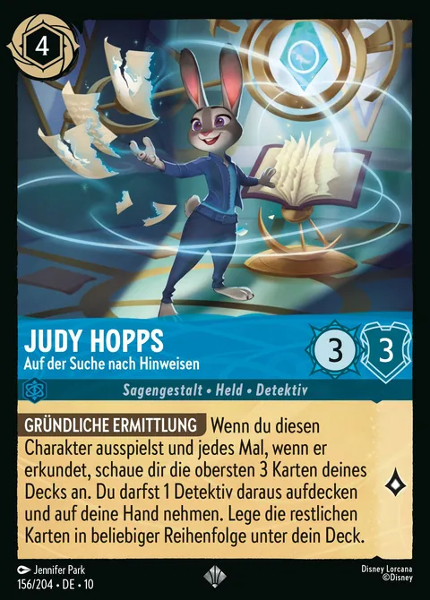 Judy Hopps - Auf der Suche nach Hinweisen #156 Geflüster aus der Tiefe Disney Lorcana-Karte (Near Mint)