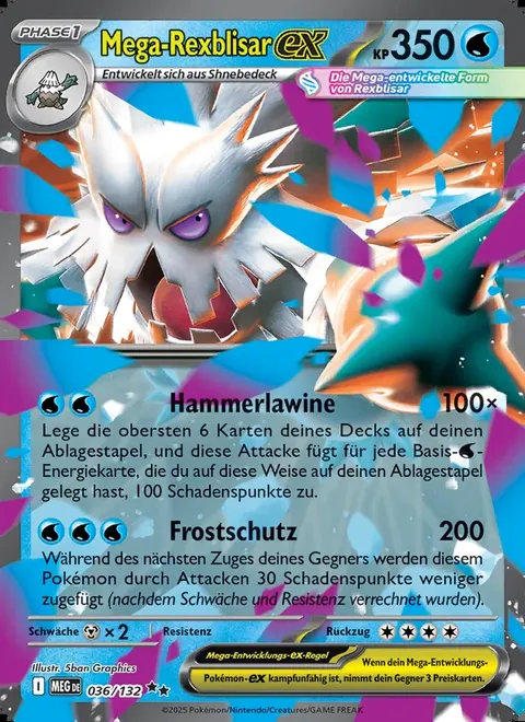 Mega-Rexblisar-ex 036/132 Mega-Entwicklung (MEG) Pokémon-Karte (Near Mint)