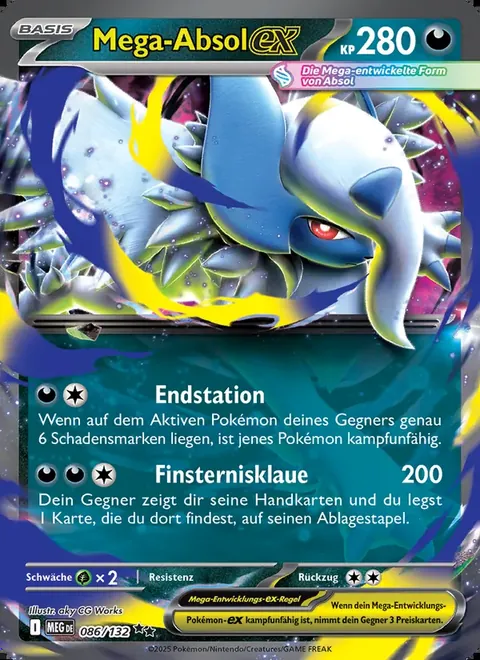 Mega-Absol-ex 086/132 Mega-Entwicklung (MEG) Pokémon-Karte (Near Mint)