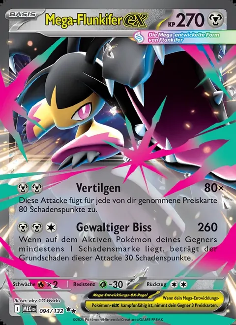 Mega-Flunkifer-ex 094/132 Mega-Entwicklung (MEG) Pokémon-Karte (Near Mint)