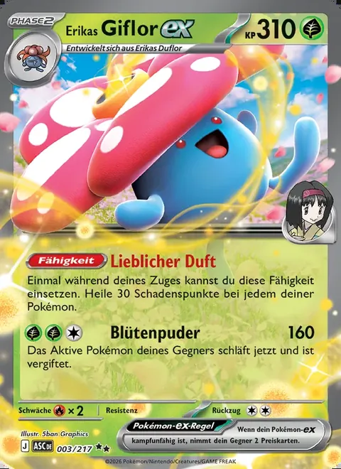 Erikas Giflor-ex 003/217 Erhabene Helden (ASC) Pokémon-Karte (Near Mint)