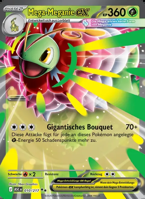 Mega-Meganie-ex 010/217 Erhabene Helden (ASC) Pokémon-Karte (Near Mint)