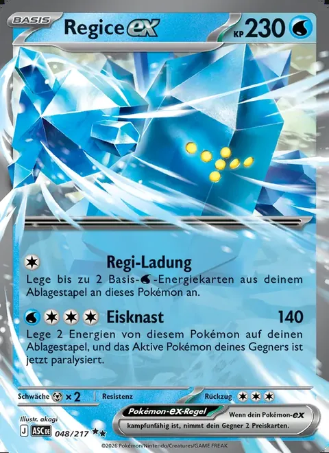 Regice-ex 048/217 Erhabene Helden (ASC) Pokémon-Karte (Near Mint)