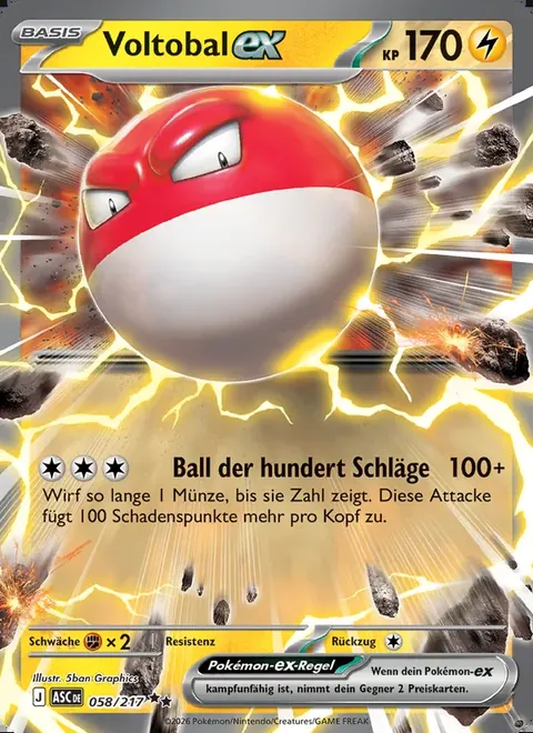 Voltobal-ex 058/217 Erhabene Helden (ASC) Pokémon-Karte (Near Mint)