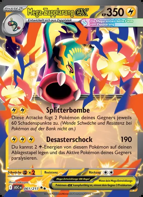Mega-Zapplarang-ex 061/217 Erhabene Helden (ASC) Pokémon-Karte (Near Mint)