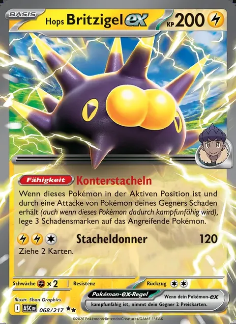Hops Britzigel-ex 068/217 Erhabene Helden (ASC) Pokémon-Karte (Near Mint)