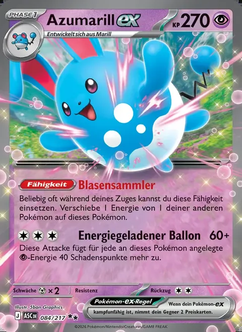 Azumarill-ex 084/217 Erhabene Helden (ASC) Pokémon-Karte (Near Mint)