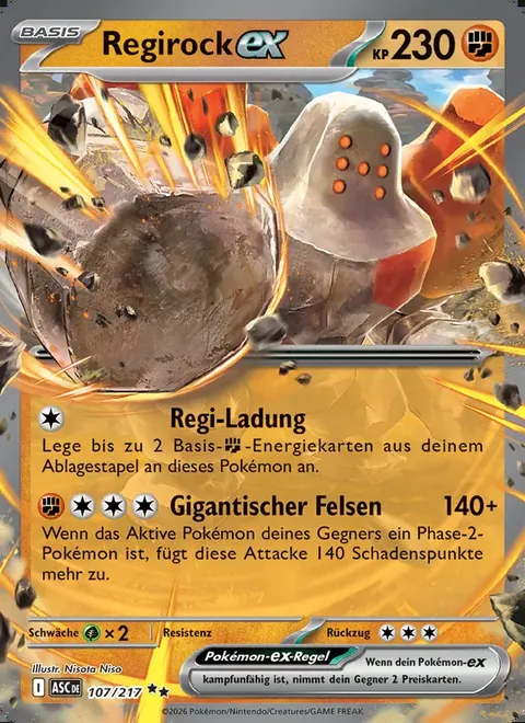 Regirock-ex 107/217 Erhabene Helden (ASC) Pokémon-Karte (Near Mint)