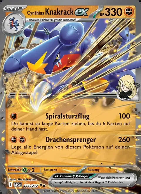 Cynthias Knakrack-ex 111/217 Erhabene Helden (ASC) Pokémon-Karte (Near Mint)