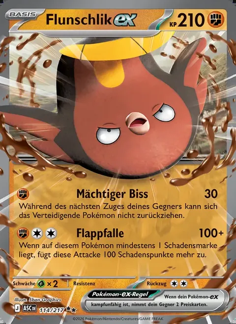 Flunschlik-ex 114/217 Erhabene Helden (ASC) Pokémon-Karte (Near Mint)