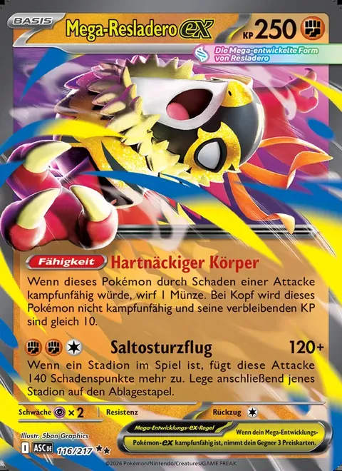 Mega-Resladero-ex 116/217 Erhabene Helden (ASC) Pokémon-Karte (Near Mint)