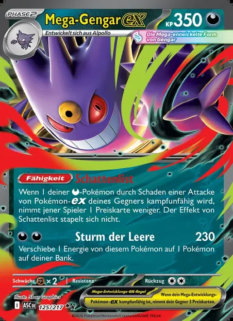 Mega-Gengar-ex 125/217 Erhabene Helden (ASC) Pokémon-Karte (Near Mint)