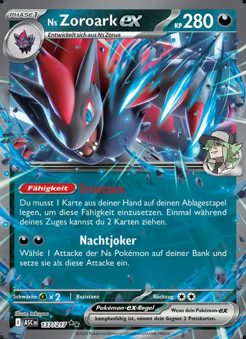 Ns Zoroark-ex 137/217 Erhabene Helden (ASC) Pokémon-Karte (Near Mint)
