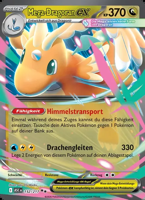 Mega-Dragoran-ex 152/217 Erhabene Helden (ASC) Pokémon-Karte (Near Mint)