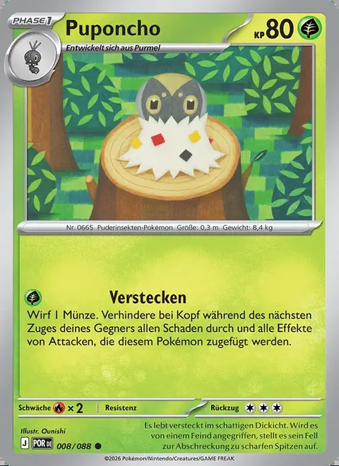 Puponcho 008/088 Optimale Ordnung (POR) Pokémon-Karte (Near Mint)