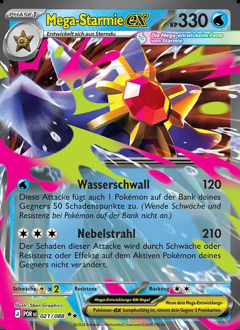 Mega-Starmie-ex 021/088 Optimale Ordnung (POR) Pokémon-Karte (Near Mint)